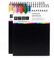 📒 paperage sketch pad 2-pack - 8.5x11 inch hardcover sketchbook, top spiral bound 80 sheets, acid-free drawing notebook for artist professionals & students - black cover logo