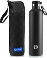 🌡️ fjbottle 32oz stainless steel vacuum insulated sports water bottle - hot cold double walled, large capacity with carry case and wide mouth lids logo