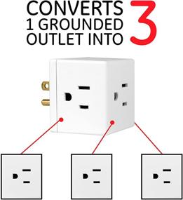 img 3 attached to 🔌 GE 3-Outlet Extender Cube Wall Tap, Spaced Outlets Adapter, Easy-Access Design, Grounded, 3-Prong, Ideal for Home or Travel, UL Listed, White, 58368