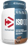 🍫 dymatize iso 100 whey protein powder - hydrolyzed, fudge brownie flavor - 1.6 lbs (25.6 oz) logo