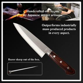 img 2 attached to 🔪 Syosaku VG-1 Gold Stainless Steel Japanese Chef Knife with Mahogany Handle, Gyuto 7-inch (180mm)