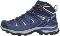 👟 salomon women's x ultra 3 wide mid gtx w hiking shoe: crown blue/evening blue/sunny lime, size 6 logo