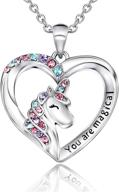 magical cz stone heart pendant unicorn necklace for women and girls - perfect christmas/birthday gift for daughter, granddaughter, or niece logo