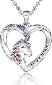 img 4 attached to Magical CZ Stone Heart Pendant Unicorn Necklace for Women and Girls - Perfect Christmas/Birthday Gift for Daughter, Granddaughter, or Niece