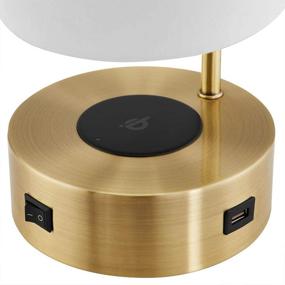 img 2 attached to Lampression USB Nightstand Table Lamp: Wireless Charging & Modern Design for Bedroom & Living Room, Antique Brass with Ivory Shade, LED Bulb Included