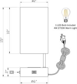 img 1 attached to Lampression USB Nightstand Table Lamp: Wireless Charging & Modern Design for Bedroom & Living Room, Antique Brass with Ivory Shade, LED Bulb Included