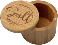 bamboo salt box with lid - cocomong salt container, 3.5 inch round salt cellar logo