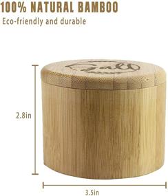 img 3 attached to Bamboo Salt Box with Lid - Cocomong Salt Container, 3.5 Inch Round Salt Cellar