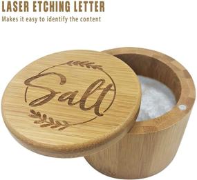 img 2 attached to Bamboo Salt Box with Lid - Cocomong Salt Container, 3.5 Inch Round Salt Cellar