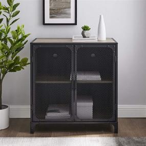 img 4 attached to 🔲 Walker Edison Industrial Metal Mesh 2 Door Storage Cabinet, 30 Inch - Grey Wash