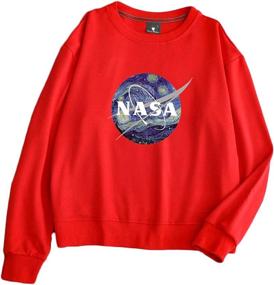 img 2 attached to 🚀 CORIRESHA Color Block NASA Print Pullover Sweatshirt - Embrace Fresh Style!