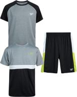 reebok 3-piece boys' athletic activewear set: tee-shirt and shorts logo