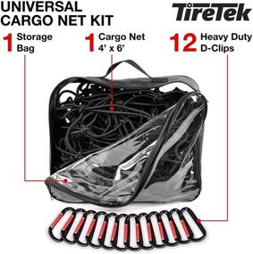 img 2 attached to TireTek Pickup Truck Bed Cargo Net - Heavy Duty 4' x 6' Expandable to 8' x 12' - Small 4”x4” Latex Bungee Net Mesh with 12 Metal Carabiners - Compatible with Ford, Dodge RAM, Chevy, Toyota