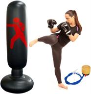 🥊 wolfsport fitness heavy punching bag - inflatable tower bag for freestanding children's fitness play and adult de-stress boxing - target bag 5.25ft logo