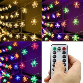 img 2 attached to 🎄 Mankinlu Color Changing LED Snowflake Christmas Lights: Waterproof Snowflake String Lights – 30 ft, 60 LED Fairy Lights with Remote for Indoor Outdoor Party Decorations