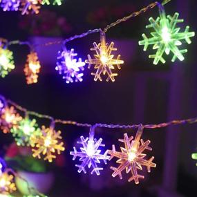 img 1 attached to 🎄 Mankinlu Color Changing LED Snowflake Christmas Lights: Waterproof Snowflake String Lights – 30 ft, 60 LED Fairy Lights with Remote for Indoor Outdoor Party Decorations