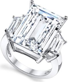 img 3 attached to 💎 Kim Kardashian 9 Carats Sterling Silver 925 Emerald-Cut CZ Engagement Wedding Ring: Dazzling Elegance