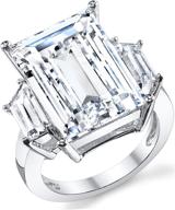 💎 kim kardashian 9 carats sterling silver 925 emerald-cut cz engagement wedding ring: dazzling elegance logo