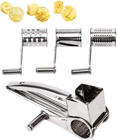 img 4 attached to 🧀 LOVKITCHEN Rotary Cheese Grater - Premium Stainless Steel Shredder with 3 Drum Blades for Effortless Cheese Cutting and Grinding (Silver)