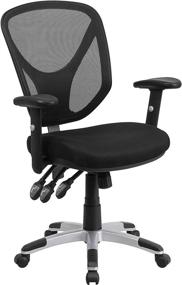 img 3 attached to 🪑 Enhanced Ergonomics: Flash Furniture Mid-Back Black Mesh Swivel Office Chair with Adjustable Arms for Productivity