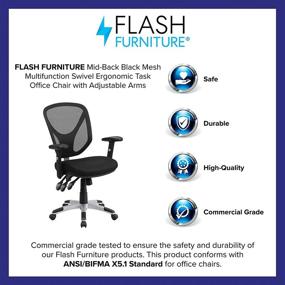 img 1 attached to 🪑 Enhanced Ergonomics: Flash Furniture Mid-Back Black Mesh Swivel Office Chair with Adjustable Arms for Productivity