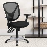 🪑 enhanced ergonomics: flash furniture mid-back black mesh swivel office chair with adjustable arms for productivity логотип