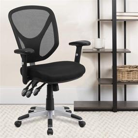 img 4 attached to 🪑 Enhanced Ergonomics: Flash Furniture Mid-Back Black Mesh Swivel Office Chair with Adjustable Arms for Productivity