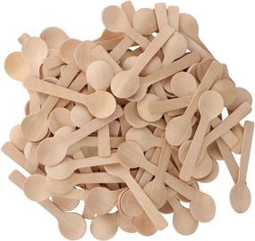 img 4 attached to 🥄 Hazoulen 200 Pcs 4-inch Mini Wooden Spoons: Eco-Friendly Disposable Spoons for Sugar, Salt Scrubs, Ice Cream, and Desserts