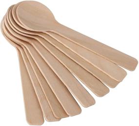 img 1 attached to 🥄 Hazoulen 200 Pcs 4-inch Mini Wooden Spoons: Eco-Friendly Disposable Spoons for Sugar, Salt Scrubs, Ice Cream, and Desserts