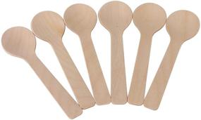 img 2 attached to 🥄 Hazoulen 200 Pcs 4-inch Mini Wooden Spoons: Eco-Friendly Disposable Spoons for Sugar, Salt Scrubs, Ice Cream, and Desserts