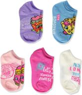 shopkins no show socks 5 pack for little girls - assorted flecks logo