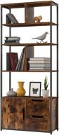 📚 suaylla industrial bookshelf bookcase: 5 tier storage organizer with open back, 2 drawers and cabinet - rustic brown логотип