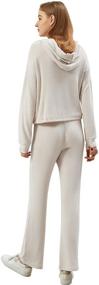 img 2 attached to 👚 Woolicity Ladies Rib-Knit Lounge Sets Hoodie Sweatshirt & Sweatpants - 2 Piece Women's Tracksuit - Loungewear Hooded Sweatsuit Outfit