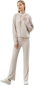 img 3 attached to 👚 Woolicity Ladies Rib-Knit Lounge Sets Hoodie Sweatshirt & Sweatpants - 2 Piece Women's Tracksuit - Loungewear Hooded Sweatsuit Outfit