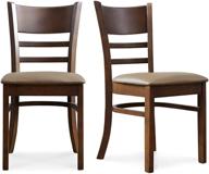 🪑 livinia cabin dining chair set of 2, solid wood with pu leather cushion seat, mocha finish logo