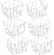 🧊 ipegtop deep refrigerator freezer baskets - large wire storage basket bins organizer with handles for kitchen, pantry, freezer, cabinet, closets - set of 6 (white) логотип