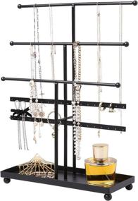 img 4 attached to 📿 Organize Your Jewelry Collection with MyGift's 5 T-Bar Modern Black Metal Organizer: Perfect for Bracelets, Necklaces, Earrings and Rings!