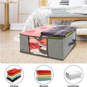 img 1 attached to Gbdilo Foldable Storage Bag Organizers: Large Clear Window & Carry Handles - Perfect for Clothes, Blankets, Closets, Bedrooms, and More! [3-Pack]