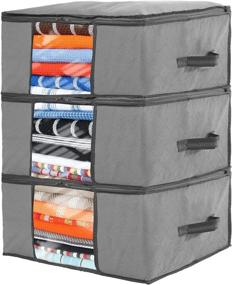 img 4 attached to Gbdilo Foldable Storage Bag Organizers: Large Clear Window & Carry Handles - Perfect for Clothes, Blankets, Closets, Bedrooms, and More! [3-Pack]