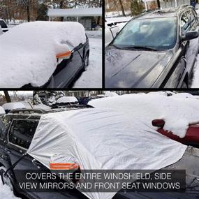 img 3 attached to ❄️ Universal Fit Windshield Snow and Frost Cover for Compact and Mid-Size SUVs: Anti-Theft Flaps, Cotton Lined PEVA Fabric with Aluminum Foil Lamination, Mirror Covers Included, Patent Pending