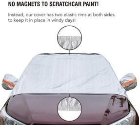 img 2 attached to ❄️ Universal Fit Windshield Snow and Frost Cover for Compact and Mid-Size SUVs: Anti-Theft Flaps, Cotton Lined PEVA Fabric with Aluminum Foil Lamination, Mirror Covers Included, Patent Pending