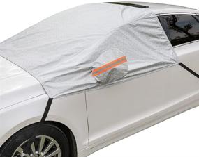 img 4 attached to ❄️ Universal Fit Windshield Snow and Frost Cover for Compact and Mid-Size SUVs: Anti-Theft Flaps, Cotton Lined PEVA Fabric with Aluminum Foil Lamination, Mirror Covers Included, Patent Pending