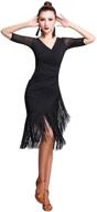 👗 stunning zx women's v neck ballroom dance costume with fringed tango salsa latin dance dress and shorts logo