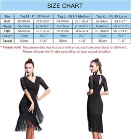 img 3 attached to 👗 Stunning ZX Women's V Neck Ballroom Dance Costume with Fringed Tango Salsa Latin Dance Dress and Shorts