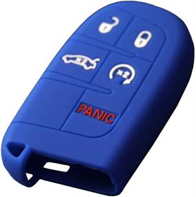 img 1 attached to Keyless4U 2Pcs Силиконовый брелок Защитная крышка Keyless Entry Remote Skin для Jeep Grand Cherokee Dodge Challenger Charger Dart Durango Journey Chrysler 300 5 кнопок (черный синий)