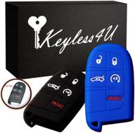 keyless4u 2pcs силиконовый брелок защитная крышка keyless entry remote skin для jeep grand cherokee dodge challenger charger dart durango journey chrysler 300 5 кнопок (черный синий) логотип