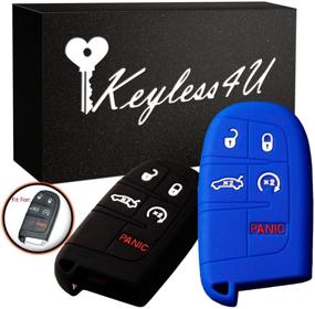 img 4 attached to Keyless4U 2Pcs Силиконовый брелок Защитная крышка Keyless Entry Remote Skin для Jeep Grand Cherokee Dodge Challenger Charger Dart Durango Journey Chrysler 300 5 кнопок (черный синий)