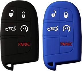 img 3 attached to Keyless4U 2Pcs Силиконовый брелок Защитная крышка Keyless Entry Remote Skin для Jeep Grand Cherokee Dodge Challenger Charger Dart Durango Journey Chrysler 300 5 кнопок (черный синий)