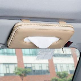 img 4 attached to 🚗 Convenient Car Tissue Holder: Cartisen Sun Visor & Backseat PU Leather Napkin Case (Beige)