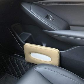 img 1 attached to 🚗 Convenient Car Tissue Holder: Cartisen Sun Visor & Backseat PU Leather Napkin Case (Beige)